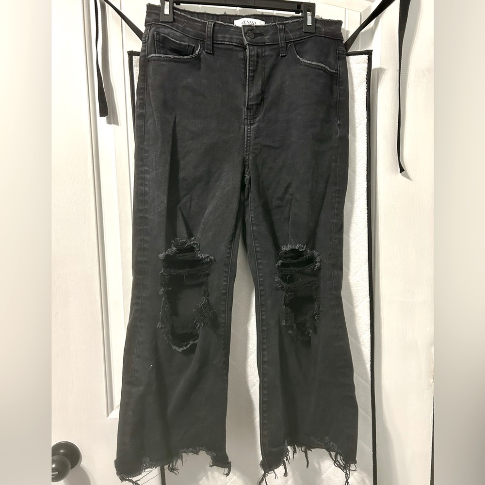 Distressed Black Women Jeans